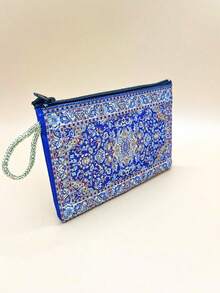 Vintage Style Gold Thread Embroidered Zipper Wallet, Suitable For Daily Use, Size 4*6 Inches, Women's Wallet, Mini Wallet, Coin Purse, Travel Wallet, Wristlet, Suitable For Specific Holiday Gifts - Multicolor - View 4