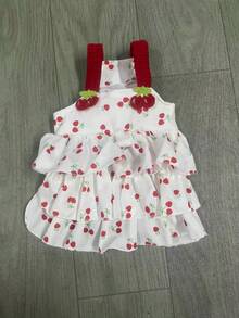 Layered Cherry Cake Pet Dress, Lightweight Fluffy Spring/Summer Princess Dress, Suitable For Teddy Poodle And Other Small Pets - Red and White - View 12