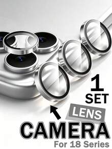 1Set Silver Faux Eagle Eye Tempered Glass Lens Protector, Stepped Armor Design, Waterproof, Scratch-Resistant, Anti-Fragile Edge, Compatible With IPhone Duo/18promax/18pro/18/ 11/12/13/14/15/16/16 Plus/16 Pro/16 Pro Max/17/17 Air/17 Pro/17 Pro Max Series - Silver - View 2
