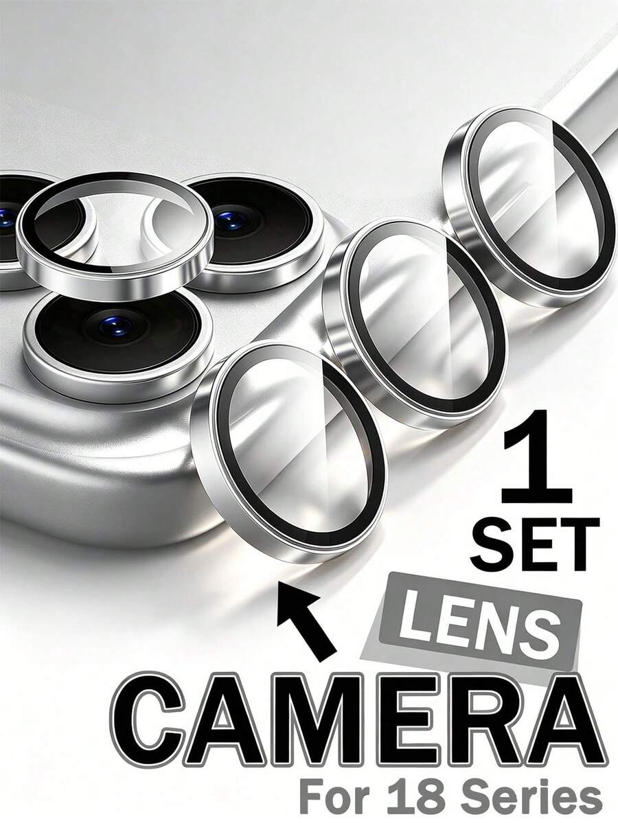 1Set Silver Faux Eagle Eye Tempered Glass Lens Protector, Stepped Armor Design, Waterproof, Scratch-Resistant, Anti-Fragile Edge, Compatible With IPhone Duo/18promax/18pro/18/ 11/12/13/14/15/16/16 Plus/16 Pro/16 Pro Max/17/17 Air/17 Pro/17 Pro Max Series