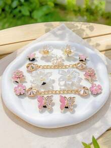 15pcs Multicolor Shoe Decoration Accessories (Chain, Camellia, Butterfly, Star) Suitable For Shoes With Holes DIY Shoe Flower Accessories, Perfect Gift Choice - Multicolor - View 3