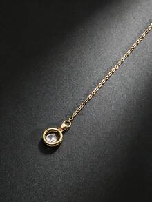 1pc Women's Luxury Gold Rhinestone Pendant Back Chain, Sexy Y-Shaped Long Draping Backless Necklace, Minimalist Versatile Body Chain Backless Dress Accessory, Suitable For Dates, Weddings, Parties, Evening Events And Summer Vacations - Gold - View 4