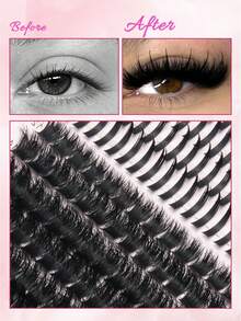 312PCS Single Cluster False Eyelashes, 3 Different Styles, Upper Eyelashes+Lower Eyelashes+Spikes, D-Roll, Suitable For Various Styles, Can Be Reused, Suitable For Beginners, Suitable For All Places, Eyelashes, False Eyelashes. - D - View 6