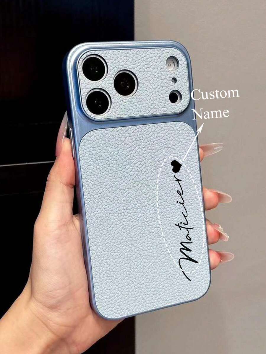 個性化字母圖案人造皮革手機殼,適用於 iPhone 18 17 16 15 14 13 Pro Max 系列,奢華鱷魚紋理,防震防刮,完美貼合,適用於 iPhone 18 17 Pro Max,理想的聖誕禮物選擇 - 藍色 - 查看 1