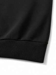 Men's Spring/Autumn Casual Daily Commute Minimalist Versatile Fitted Crew Neck Sweatshirt - Black - View 5