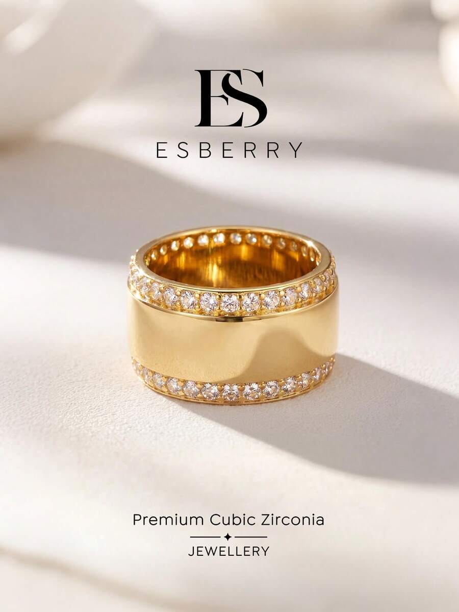 1pc Elegant Smooth Rhinestone Decorated Ring, Classic Design Women's Ring, Exquisite Jewelry Gift, Suitable For Daily Wear And Christmas Gift - Polished Diamond Ring - View 1