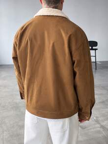 GloMan Old Money Style Men's Camel Jacket Coat, Double Chest Patch Pockets Button Front Cardigan, Warm For Autumn/Winter, Suitable For Daily Streetwear, Dating, Halloween, Christmas, Gift For Husband/Father - Brown - View 2
