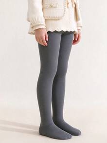 1pc Vertical Stripe High Elastic Knit Tights, All Season Wearable Leggings For Girls, Suitable For Daily, Party, Home, Autumn/Winter Comfortable Outfit - Multicolor - View 4