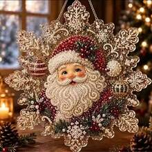 1pc Sparkling Round Lace Christmas Tree Diamond Painting Hanging Ornament, Christmas Atmosphere Decor - Random Style - Multicolor - View 4
