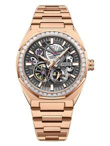 1pc Men's Mechanical Watch, Luxury Sports Style, Hollow Metal Dial, Steel Band, Daily Commute, Party, Birthday, Holiday Gift, 8801 - BG8801 - View 12
