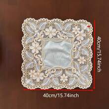 1件 100%聚酯纖維精緻3D刺繡蕾絲邊家居裝飾，櫥櫃圍巾、廚房餐桌桌旗、餐墊，室內/室外節日裝飾、野餐、派對、婚禮系列桌旗 - 綠色 - 查看 6