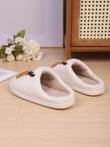 1 Pair New Autumn/Winter Children's Slippers, Christmas Warm Fuzzy Soft Sole Cartoon Pattern Cute Versatile For Boys And Girls, Slippers For Toddlers, Suitable For Indoor And Outdoor Wear - White - View 5