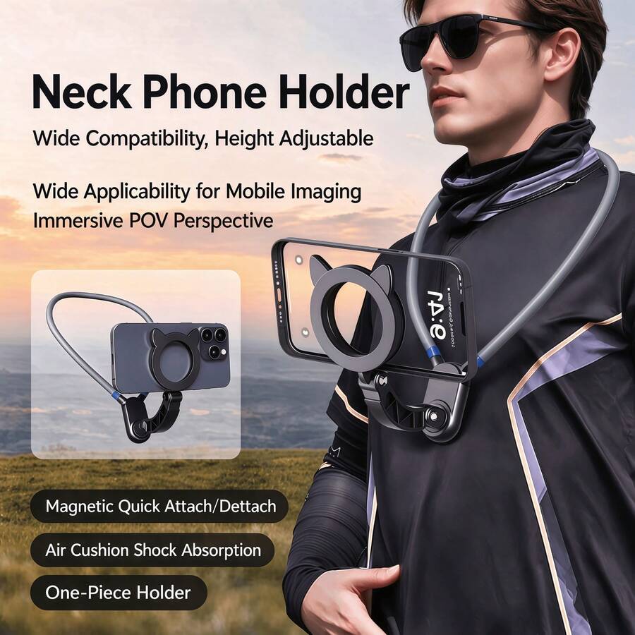 1PC Premium Magnetic Neck Phone Holder, Adjustable And Flexible Gooseneck Stand, Suitable For Hands-Free Viewing, Live Streaming And Video Recording, Universal Fit For Smartphones
