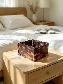 Vintage Turtle-Shaped Wavy Edge Acrylic Tissue Box, Fashionable Desktop Napkin Holder, Leopard Print Tabletop Storage Organizer, Suitable For Christmas Dining Table, Office, Vanity, Nightstand, Home Decor, Christmas And Thanksgiving Housewarming Gift - Leopard Print - View 8