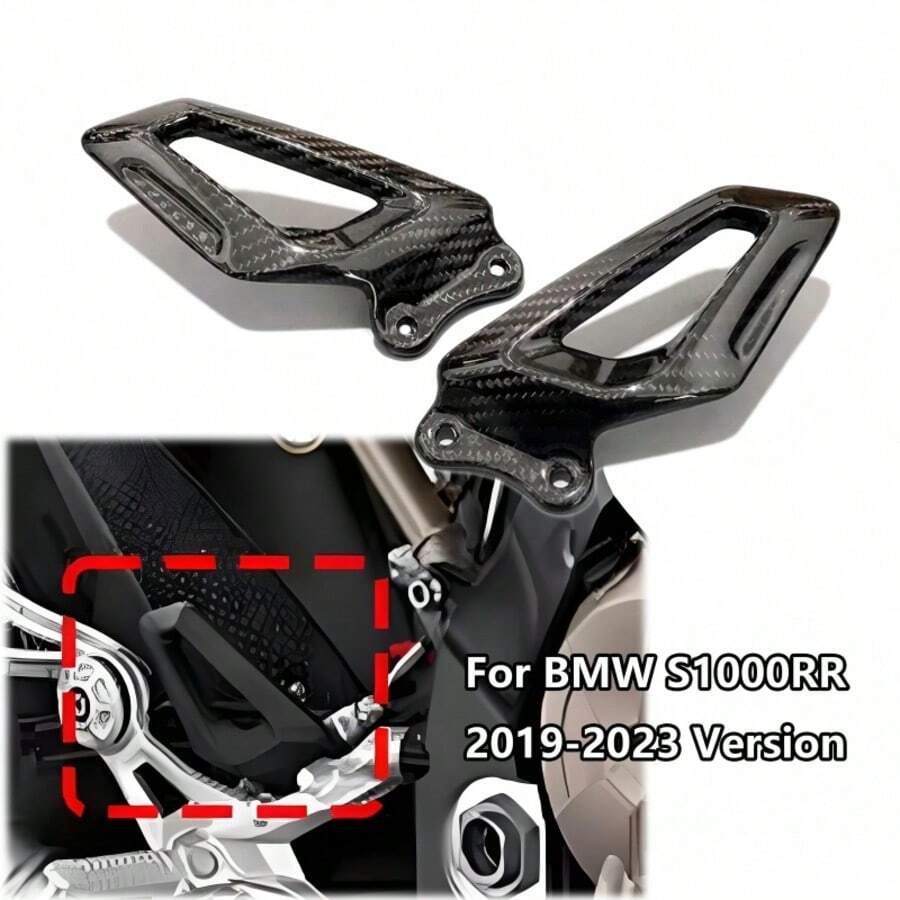 Dry Carbon Fiber Foot Peg Protector Guard Plate, Gloss Carbon Weave Surface, Lightweight High Rigidity Moto Pedal Shield, Racing Upgrade Accessories For BMW S1000R, S1000RR - Carbon Fiber Twill - View 1
