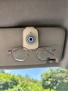 Devil Eye Rhinestone Car Glasses Clip, Car Sun Visor Glasses Storage Clip, Multi-Functional Ticket Holder Interior, Luxury Rhinestone Devil Eye Car Glasses Clip, Car Sun Visor Multi-Functional Glasses Ticket Holder, Creative Car Interior Decoration - Demon Eye - View 8