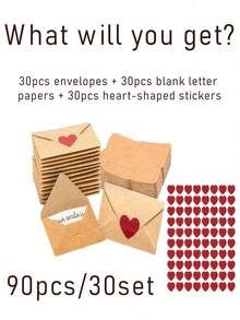 30/90pcs Mini Envelopes With Heart Stickers - Self-Seal Love Letter Envelopes, Mini Valentine Cards, Suitable For Weddings, Engagements - Sweet Romantic Gift For Boyfriend/Girlfriend - Multicolor - View 10
