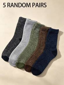 3/5 Pairs Men's Thermal Lined Warm Winter Socks - Comfortable & Warm, Suitable For Hiking, Fishing | Soft Polyester Blend | Machine Washable - Multicolor - View 8