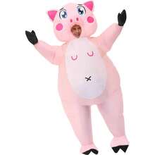 Unisex Standing Pink Pig Inflatable Costume For Family Parties, Halloween, Christmas, And Holiday Parties - Pink - View 7