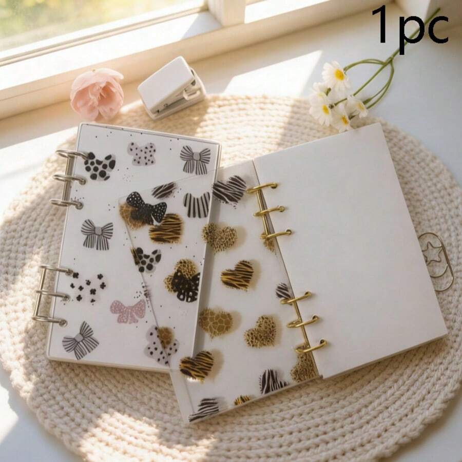 1pc A6 Acrylic Leopard Print Heart Bow Divider Board DIY Photo Album Separator, Suitable For Planner, Notebook, Loose-Leaf Binder, Halloween, Christmas, A6 Binder Inserts - A - View 1