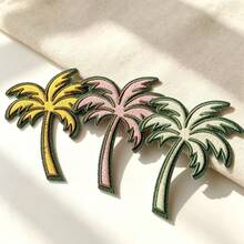 3pcs Coconut Tree Pattern Iron-On Patches - DIY Embroidery Patches, Sewable Iron-On Heart Patches, Suitable For Clothes, Jackets, Hats, Backpacks, Jeans, Decorative Badges - Ironing Style - View 3