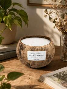 1pc Coconut Bowl Shaped Scented Candle, Made Of Natural Soy Wax, Smokeless And Long Lasting Fragrance - One Size Fits All - View 2