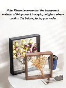 1pc Double-Sided Hollow Wooden & Acrylic Photo Frame - 6x8/8x10 Inch 3D Floating Display Stand, Suitable For Dried Flowers - Modern Wall/Desktop Decor - Autumn Gallery Wall Essential, Holiday Gift Idea, Office Space Upgrade, Perfect For Home Decor Sharing - Multicolor - View 3