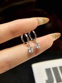 ESBERRY 1 Pair Fashionable Cubic Zirconia Teardrop Earrings, Exquisite Women's Jewelry, Suitable For Daily Wear - Earrings - View 5