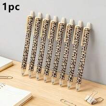 1/5/10pcs Cute Leopard Print Ballpoint Pen Set, Retractable Design, Minimalist Printed Barrel, Suitable For Journaling And Gifting, Perfect For Weddings, Valentine's Day, Back To School - A - View 8