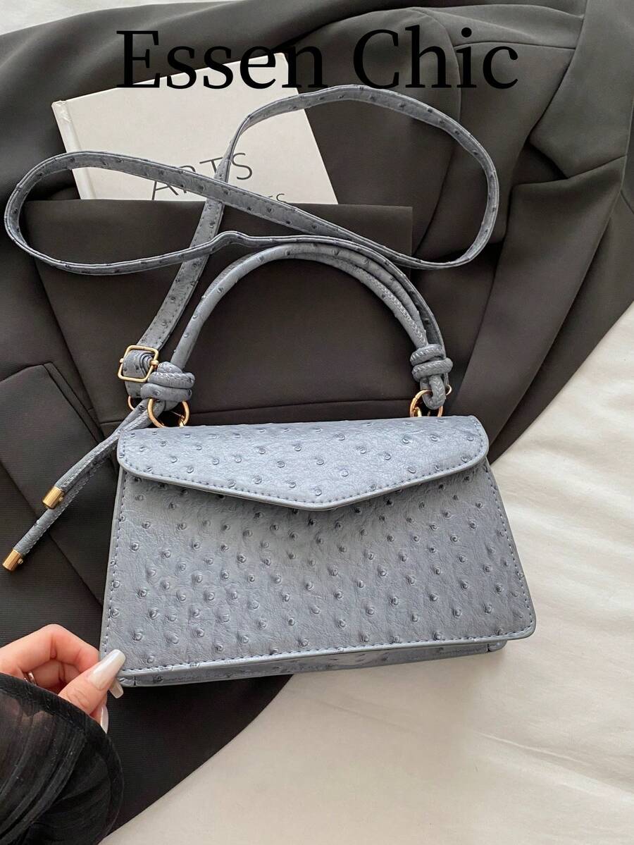 1件灰色純色PU小方型女款手提包 - 灰色 - 查看 1