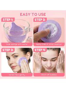 10pcs Facial Sponges For Washing Face Mix Pack Compressed Sponges Facial Individually Packaged - Pink - View 4