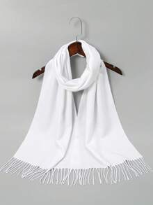 1PC Solid Color Tassel Women's Scarf, Soft And Warm Autumn And Winter Shawl, Elegant Academic Style Wrapped, Daily Wear For Seasonal Transitions - Multicolor - View 12