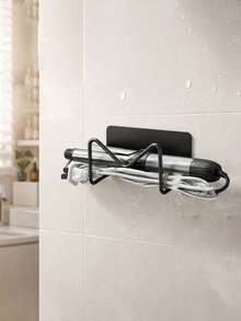 2pcs Curling Iron Holder Bathroom/Kitchen Wall-Mounted No-Drill Multi-Function Storage Rack - Multicolor - View 1