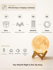 Moon LED Rechargeable Table Lamp, Smart Remote Control 16 Colors Decorative Bedroom Room Light Creative Birthday Valentine's Day Gift, For Halloween, Christmas, And Thanksgiving Celebrations - Multicolor - View 4