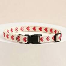 Red Heart Print Soft Pet Collar, Cute Pet Neck Collar, Cat And Dog Accessory, Suitable For Valentine's Day, Daily And Holiday Use, For Cats And Small Dogs, Indoor And Outdoor Wear, Not Suitable For Large Dogs - Red - View 10