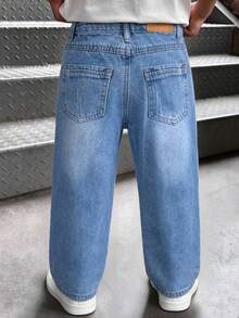 Young BoyStreet Style Medium Wash Adjustable Waist Distressed Denim Jeans - Light Wash - View 3
