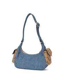 Unisex Outdoor Sports Casual Bag DIA MONOGRAM MEGA LOGO POCKET DENIM HO Denim Monogram Colorblock Shoulder Bag 3ABQM134N-50INS - Indigo - View 2