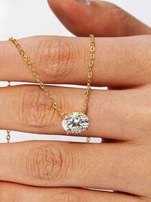 1pc Elegant Oval Diamond Necklace, Luxury Jewelry Gift For Women, Christmas - Oval Necklace - View 7