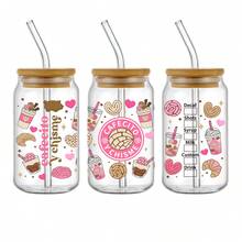 5pcs/Set Cafecito Y Chisme UV DTF Cup Stickers Decals Transfer, High Quality Self-Adhesive Stickers Suitable For Mugs, Water Cups, Cups, 16oz Glass Jars DTF Transfer Stickers, 3D Crystal Labels High Quality Scratch Resistant, DIY Cup Body Transfer - Multicolor - View 6