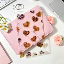 1pc A6 Acrylic Leopard Print Heart Bow Divider Board DIY Photo Album Separator, Suitable For Planner, Notebook, Loose-Leaf Binder, Halloween, Christmas, A6 Binder Inserts - A - View 3