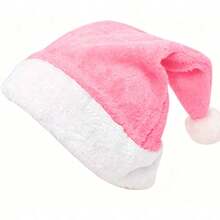 1pc Short Plush Santa Hat, Christmas Holiday Party Costume Hat, Party Photo Christmas Decoration - Multicolor - View 4