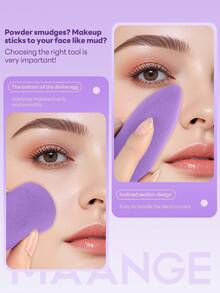 MAANGE 3pcs Egg-Shaped Makeup Sponges, Suitable For Foundation, Contour And Highlight, Latex-Free, Makeup Blending And Foundation Application, Concealer Blending Sponge, Create Full Coverage Makeup Effect, Makeup Tool, Reusable - Multicolor - View 3