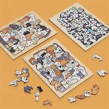 Cartoon Animal Shaped Wooden Puzzle Cat/Dog/Bear Unique Asymmetrical Puzzle Home Decor And Gift For Children And Adults. Christmas Gift - Irregular Jigsaw Puzzle - View 11