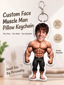 Customized Photo Keychain, Personalized Keychain, Muscular Man, Suitable For Father's Day, Mother's Day, Halloween, Christmas Eve, Valentine's Day, Birthday, Anniversary - Multicolor - View 2