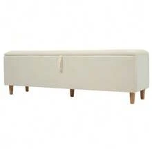 Storage Bed Bench, 175 X 38 Cm, Upholstered Bench With Hydraulic Storage, Storage Box, Suitable For Bedroom, Living Room And Hallway, Beige Corduroy Look. - Beige - View 5