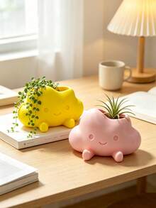 Cute Cloud Expression Planter, Full And Soft Contour, With Small Short Legs, Suitable For Indoor Small Potted Plants, Fresh Color Palette, Combines Planting And Desktop Decoration - Multicolor - View 8