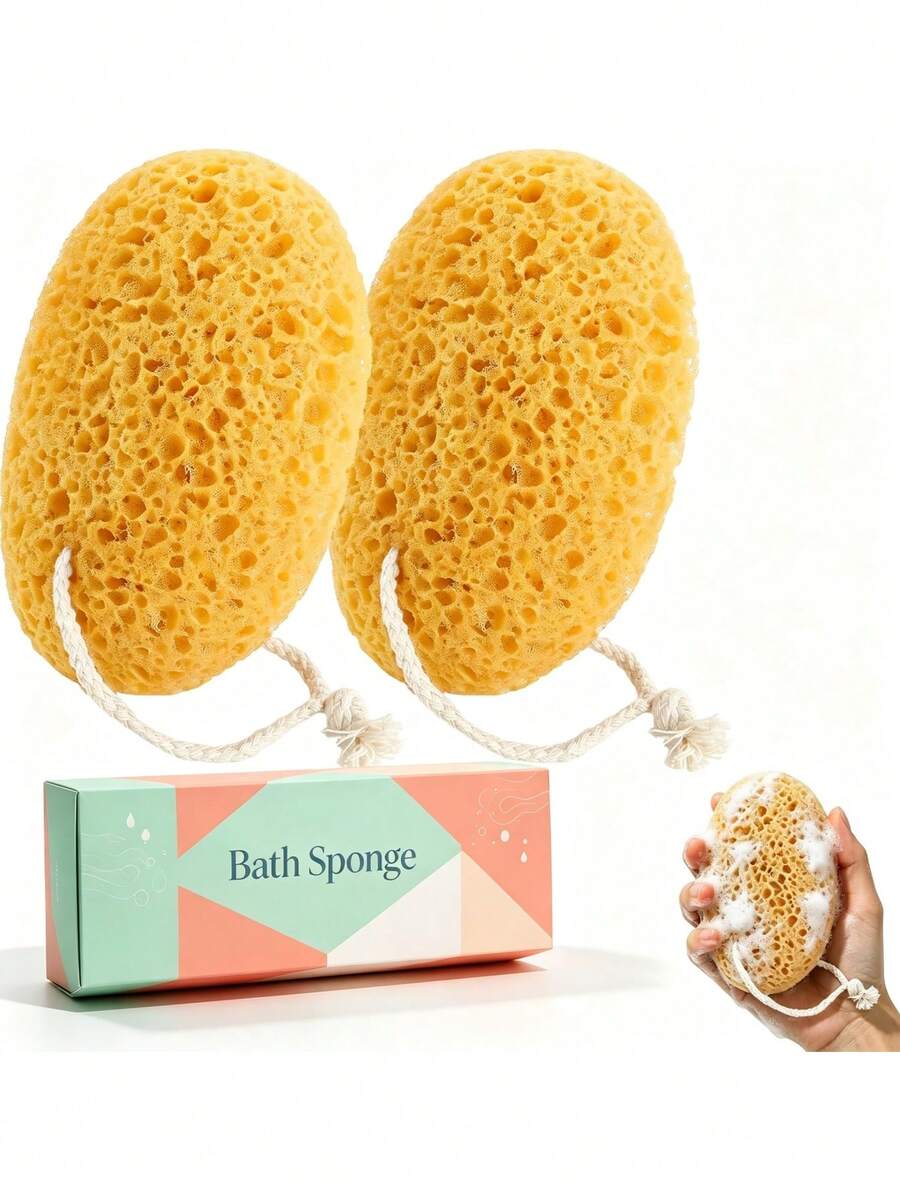 1Pc Bath Sponge, Durable Large Foam Loofah Face Puff - Yellow - View 1