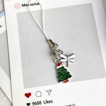 1pc Christmas Holiday Phone Chain Pendant, Christmas Tree Phone Charm, Personalized Creative Couple Style, Universal Smartphone, Personalized Pendant CCD Camera Keychain - Multicolor - View 7