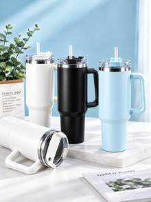 1200ml Double-Layer Stainless Steel Vacuum Insulated Water Bottle, Suitable For Outdoor Sports And Automotive Use, Comes With Large Capacity Cup And Plastic Straw - Multicolor - View 9