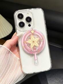 1pc Magic Wand Shaped Magnetic Phone Stand, Magnetic Attachment To Desk, With Rotatable Back And Finger Ring Clip, Magsafe Magnetic Material, Compatible With Apple 11/12/13/14/15/16/17/18 Pro Max, Suitable For Sweet Girl Style - Multicolor - View 4